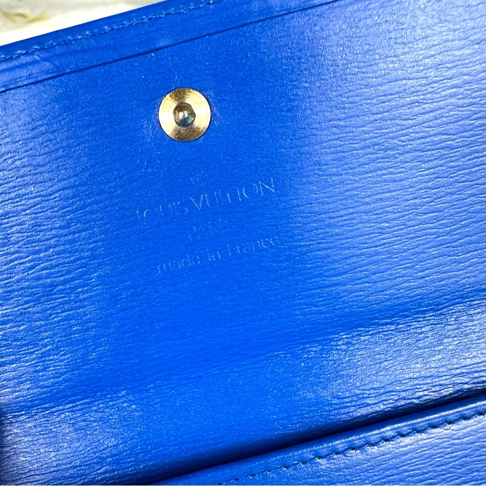 Louis Vuitton Epi Leather Blue Compact Trifold Wallet VINTAGE. NICE! - Picture 10 of 16